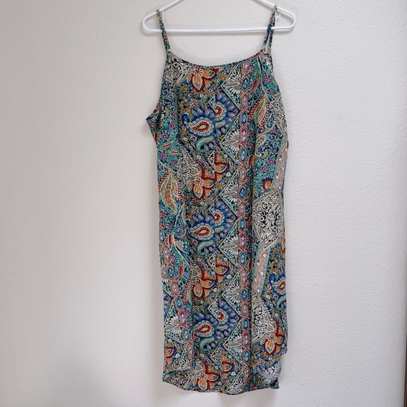 SHEIN Curve 1XL Paisley Floral Colorful Slip On Sun Dress, Flowy Bohemian NWOT - Picture 6 of 11